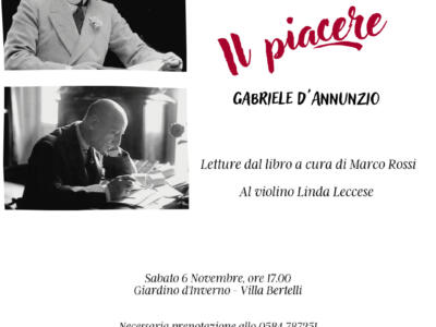 Il piacere di Gabriele D’Annunzio a Villa Bertelli, sabato 6 novembre ore 17.00 nel Giardino dei lecci